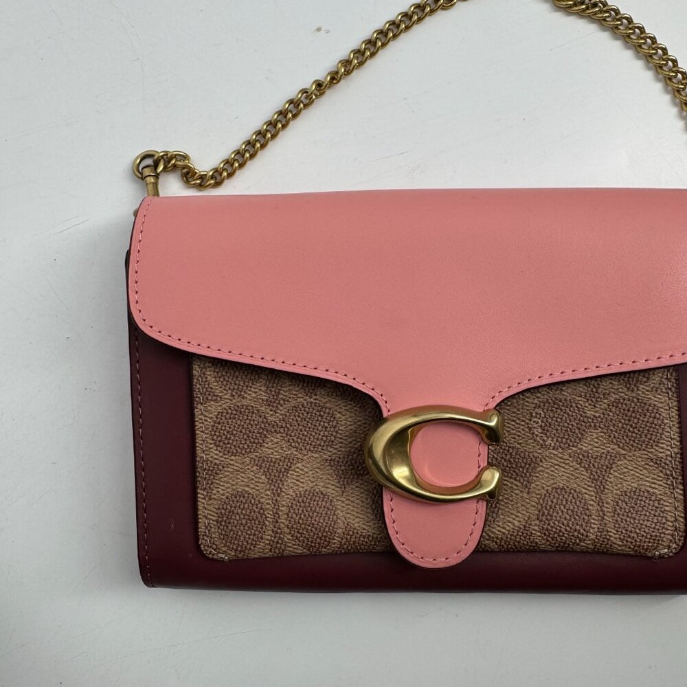 NEW Coach Colorblock Signature Canvas Tabby Chain Clutch Size Small - Picture 4 of 15